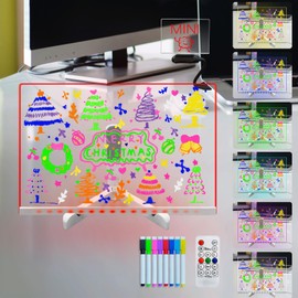 Laysinly Acrylic Dry Erase Board with Light up Stand, 11.81" x 7.87" Clear White Board to do List memo Plan, led Note Board with 7 Colors Change,USB Powered,Remote Control (L)