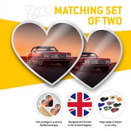 2 x Heart Stickers 7.5 cm - Classic American Car Sunset Muscle Fun Decals for Laptops,Tablets,Luggage,Scrap Booking,Fridges, #8733