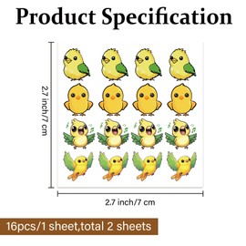PLIGREAT Cute Birds Golf Ball Markers, Yellow Birds Marking Stickers for Identify Golf Balls, 2 Sheets Cartoon Golf Ball Customise Markers Golfer Gift Golfing Accessories