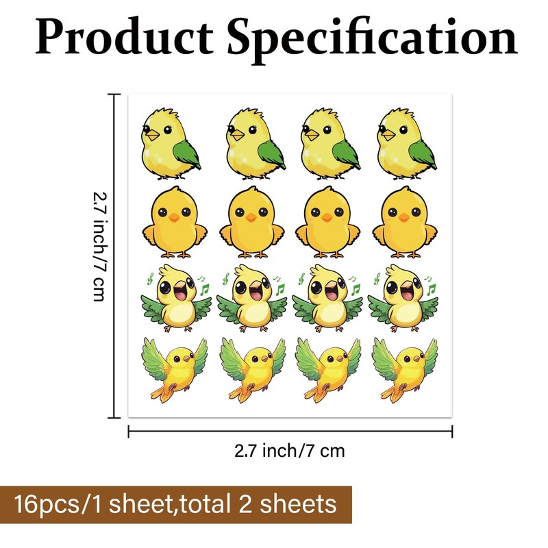 PLIGREAT Cute Birds Golf Ball Markers, Yellow Birds Marking Stickers