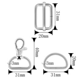 D Rings for Bags 70Pcs 25mm Silver Metal Swivel Keychain Hooks and Slide Buckles for Bag Making Hardware, DIY Handicraft Backpacks, Handbags, Key Lanyards, Purse Bag Straps and Dog Collars (Silver)
