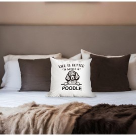 huester Poodle Pillow Covers 18x18,Poodle Gifts,Poodle Gifts for Poodle Lovers,Poodle Decor,Poodle Mom Gifts,It's Not Dog Hair It's Poodle Glitter Throw Pillow Covers