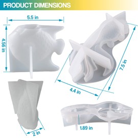 Voaesdk 2Pcs Large Goldfish Resin Molds, 7.5in & 5.5in 3D Koi Fish Silicone Epoxy Moulds, Large Animal Silicone Mold for Resina Casting, DIY Craft, Home Office Cabinets Wall Desktop Decor