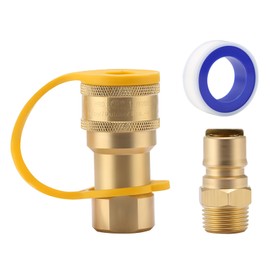 Roastove 1/2 Inch QDD LP Gas Quick Connect Fittings with Male Insert Plug, 1/2 Inch Natural Gas Propane Quick Disconnect Kit, 100% Solid Brass