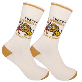 FUNATIC That's A Terrible Idea, What Time? Socks with Funny Saying for Men Women Adult | Hilarious Apparel Gift Idea | Best Crazy Art Holiday Accessory Present | Fun Sarcasm Picture Lover Accessories