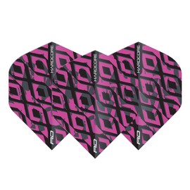 RED DRAGON Hardcore Radical Black & Pink Dart Flights - 4 Sets Per Pack (12 Dart Flights in total)