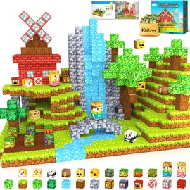 Magnetic Blocks, Build Mine Magnet World Forest Farm Edition, Magnetic Building Blocks for Kids Ages 4-6 6-8 8-12, Sensory STEM Toys for Boys & Girls