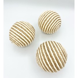 3" Jute and Cream rope Swirl balls, bowl filler set, rope wrapped balls, dough bowl filler, tray decor, boho home set of 3