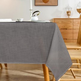 Karseteli Natural Linen Rectangle Tablecloth, Slubby Textured Fall Lightweight Table Cloth 60 x 84 Inch, Water Resistant Stain Resistant Farmhouse Burlap Table Cover for Kitchen Dining Room, Grey