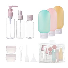 ojussa 11 Pcs Travel Bottle Set for Toiletries Leak Proof Travel Bottles Travel Containers with Bag Squeezable Travel Accessories for Lotion Shampoo Conditioner Skincare