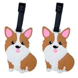 ANINIUCN 2-Pack Corgi Luggage Tags – Adorable Dog-Themed Silicone ID Bag Tags for Suitcases – Fun Travel Accessories for Teens and Adults
