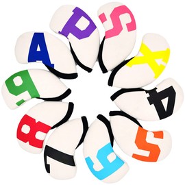 FUPUTWO Golf Club Headcover, Iron, Protection, Waterproof, Stretchy, Set of 10 (White Color)