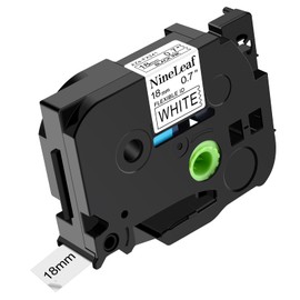 NineLeaf Compatible for Brother P-Touch TZe-FX241 TZ-FX241 TZ 18mm 0.7 Inch 3/4'' Black on White Flexible ID Cable Label Tape Work in PT-P750W PT-P750WVP PT-P900W PT-P950NW PT-P700 Label Maker