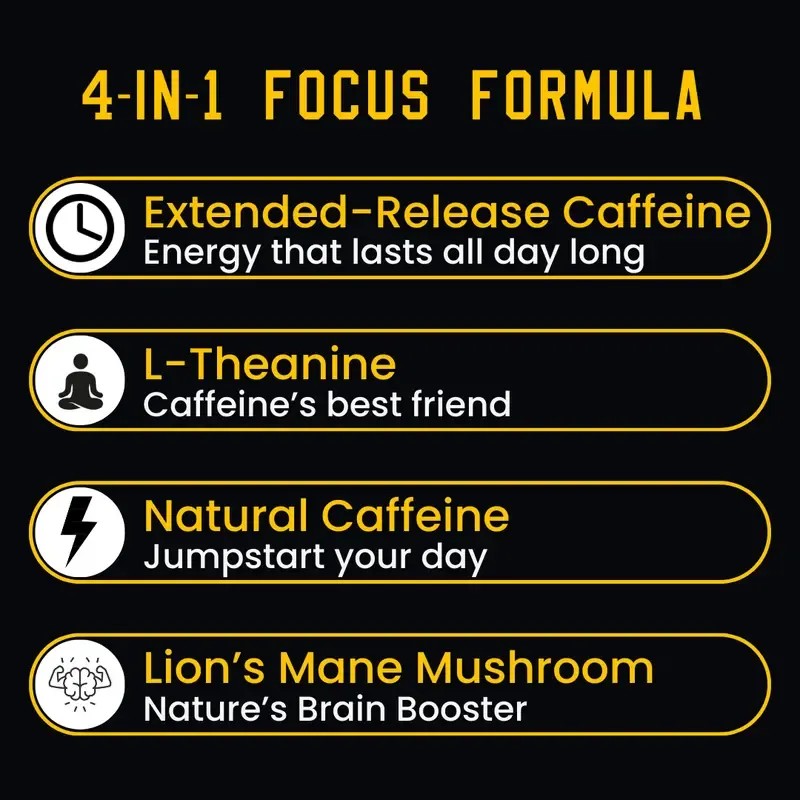 Focus Booster | Caffeine Supplement with L-Theanine and Lion's Mane