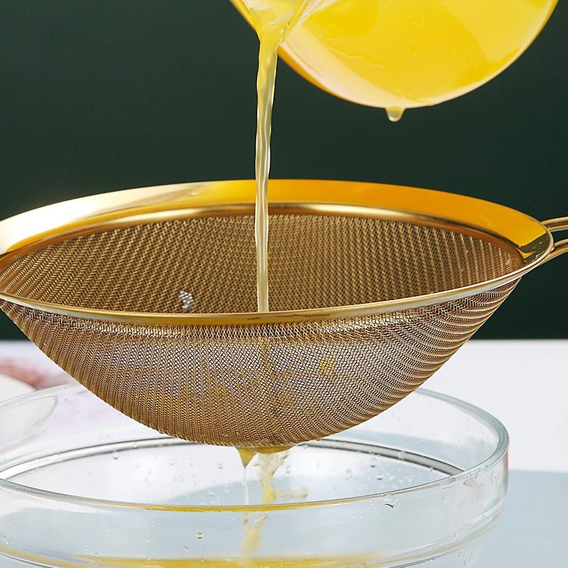 Kyraton Gold Fine Mesh Strainer 3 Pieces Set, Golden Flour