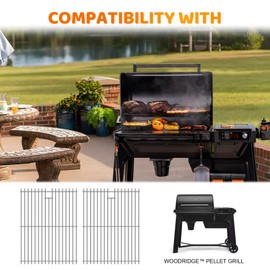 FlameDuty Stainless Steel Cooking Grates for Traeger Woodridge Pellet Grill, Grill Grids Compatible with Traeger Sear Grate, Grill Grates Replacement Parts for Traeger Grill Accessories,2 Pack