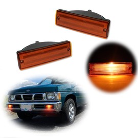 GTINTHEBOX for 1988-1997 Nissan Hardbody PickUp, 1988-1995 Nissan Pathfinder Front Bumper Turn Signal Light Amber Lens Amber Lamp