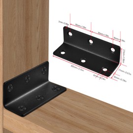 10PCS Angle Brackets, L Corner Brackets Stainless Steel, Wood Metal Joining Fixing Repairing Jointing Furniture Shelves Cabinets for Home Barn Shed Garage Gardens Reinforcement with Screws 27x27x80mm