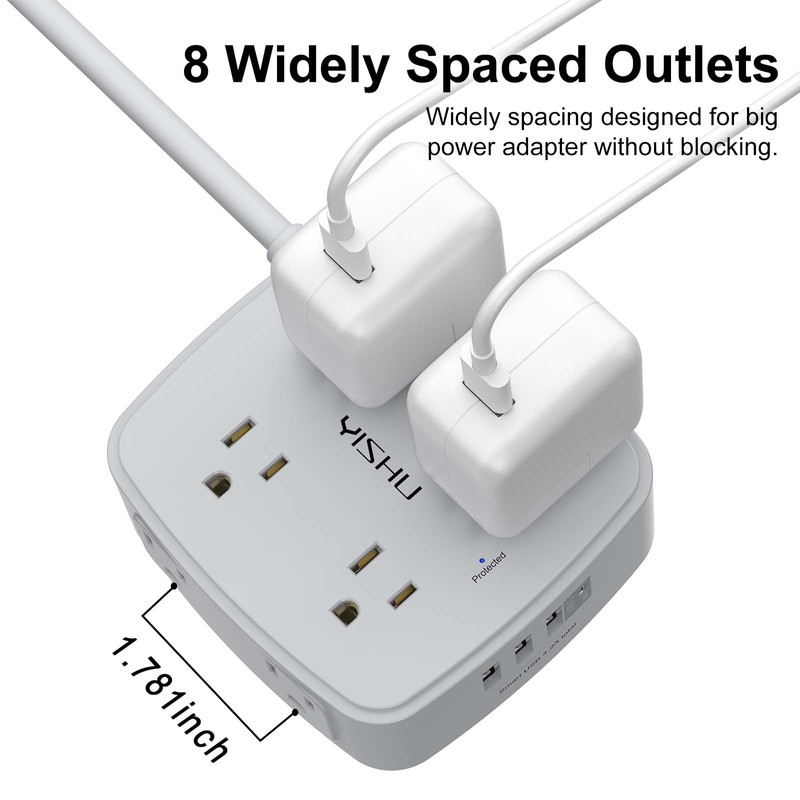 6 Ft Surge Protector Power Strip - 8 Widely Outlets