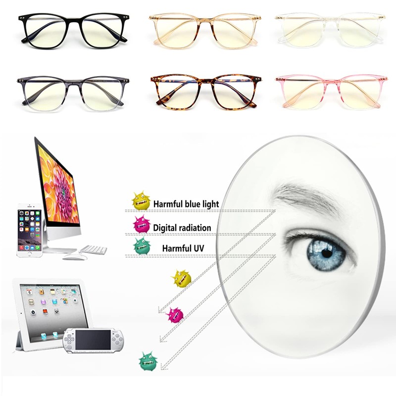 Kelens Blue Light Filter Glasses Women Men Square Clear Lens