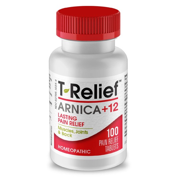 MediNatura T-Relief Pain Relief Arnica +12 Natural Fast-Acting Pain Relieving Actives Help Reduce Back Pain, Joint Soreness, Muscle Aches & Stiffness for Women & Men - 100 Tablets