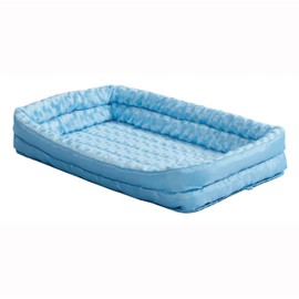 Double Bolster Pet Bed | Blue 36-Inch Dog Bed ideal for Medium / Large Dog Breeds & fits 36-Inch Long Dog Crates