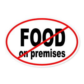 Stickerchest No Food on Premises Oval car window bumper sticker decal 5" x 3"