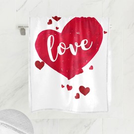Happy Valentine's Day Red Love Heart Hand Bath Towel Valentines Day Kitchen Bathroom Faucet Towel Be Mine Fingertip Towel Set Highly Absorbent SPA Gym Guest Shower towels 16x30 Holiday Decorations