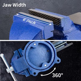 HYCHIKA Bench Vise, Utility Combination Pipe Home Vise, Swivel Base Bench for Woodworking (6'')