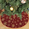 Christmas Tree Skirt 36 Inches(90cm), Gold Snowflakes Red Tree Skirt,
