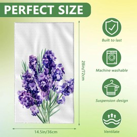Duibel Lavender Floral Hand Towels for Bathroom,Set of Lightweight Breathable 2 Soft Absorbent Kitchen Towels Set for Gym Bathroom Hotel Sport