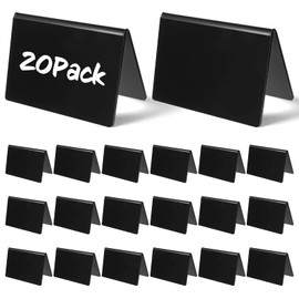 20 Packs Acrylic Mini Chalkboard Sign Black Food Labels Name Tags for Buffet Table Sign Chalkboard Blackboard for Wedding, Table Signs Place Cards for Buffet, Bakery