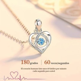 DAQI Collares para Mujer, 46CM Collar de Corazón de Plata de Ley 925 con Cristal Azul, Regalo de San Valentín, Día de Gracias, Navidad, Aniversario, Cumpleaños, Regalos para Mujer, Mamá, Esposa, Novia