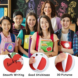 12 Pack 360 Sheets Back to School Sticky Notes,Pencil, Ruler, Apple & Blackboard Shaped Self-Adhesive Writing Memo Pad, Fun Teacher & Student Notepad for Classroom, Office, Home Daily Reminders