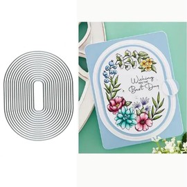 13pcs Oval Frame Metal Die Cuts,Merry Christmas Oval Frame Cutting Dies Cut Stencils for DIY Invitation Card Scrapbooking Album Decorative Embossing Paper Dies Card Making