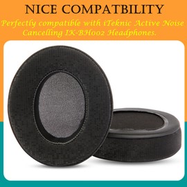 TaiZiChangQin IK-BH002 Upgrade Dickere Ohrpolster Kissen Ersatz Kompatibel mit iTeknic Active Noise Cancelling IK-BH002 Kopfhörer (Protein-Leder-Ohrpolster)