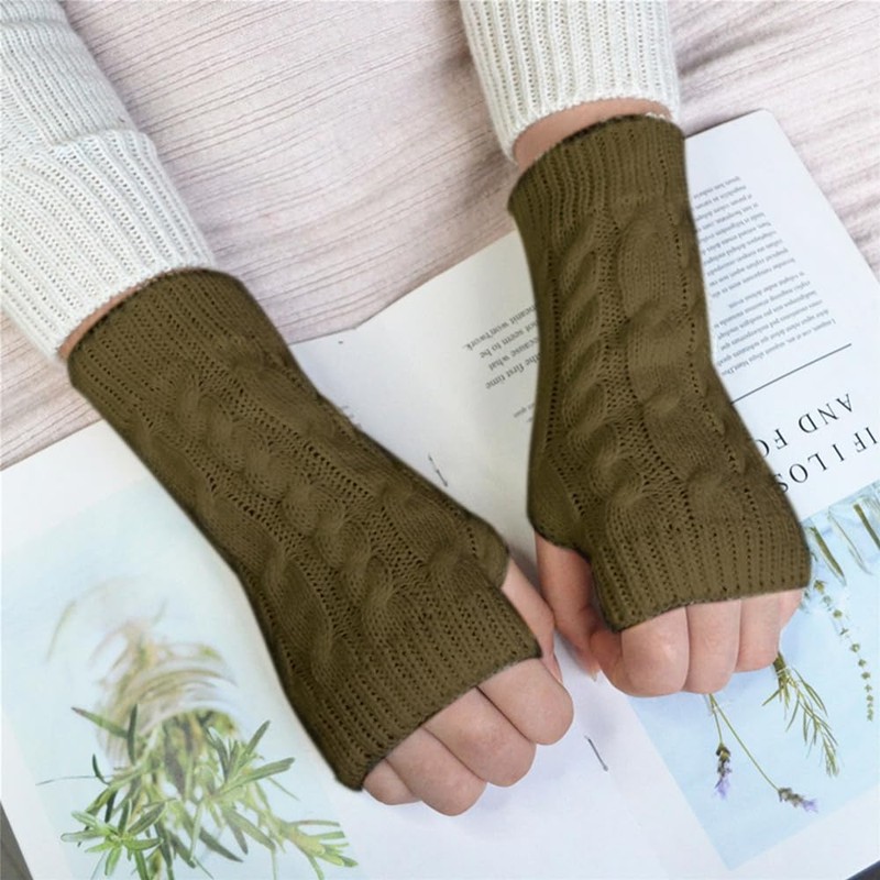 LCHULLE Fingerless Gloves Warm Arm Gloves Winter Knit Crochet Gloves