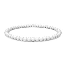 Enso Silicone Bracelet – Beaded Stackable Bracelet - Hypoallergenic Rubber Wristband – Comfortable Flexible Band for Active Lifestyle - Medical Grade Silicone (White, XL)
