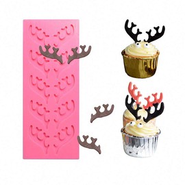 Deer Antlers Shape Silicone Fondant Mold Elk Stag Horn Gum Paste Mold Chocolate Candy Sugar Craft Mold for Cakes Cupcake Decorating Polymer Clay Epoxy Resin Mold