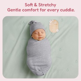 Stretchy Swaddle Blanket for Newborns with Hat & Hello World Card–Soft Baby Swaddles 0-3 Months,47"x 47"Supersoft Swaddle Blanket,Receiving Blanket for Boys & Girls (Mix Grey)