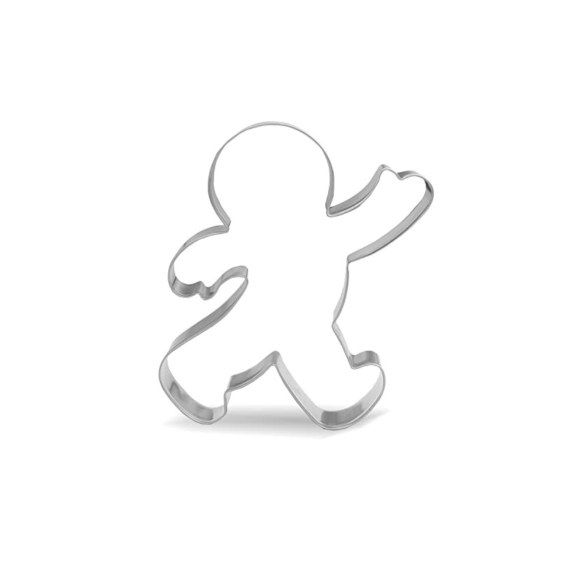 10.5 cm Christmas Waving Gingerbread Man Cookie Cutter - Stainless