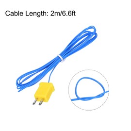 MECCANIXITY 5pcs K Type Thermocouple Mini Connector Temperature Sensor Probes PTFE 6.6ft -50 to 260°C(-58 to 500°F), Blue