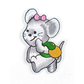 Unbranded Cute Mouse running Embroidered W2" X H3.4" Iron On Patch 3220