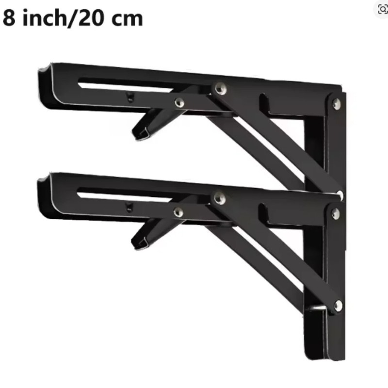 2-Pack 8 Inch Folding Shelf Brackets, Metal Wall Mounted Locking