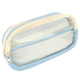 Wanciler Big Capacity Pencil Cases with 2 Compartments for School, Office, College,Aesthetic Pencil Bag for Boys Girls,Travel Luggage Pouch Make up Cosmetic Bag, Pale Blue