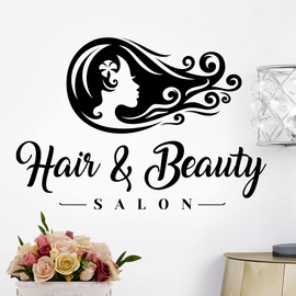 Hair Beauty Salon Sticker Makeup Nails Wall Decoration Shop Brush Vinyl Sticker Girls Hairstyle Haircut Vinyl Stylist Sign Women Hairdresser Window Lettering Hairdresser Decorations