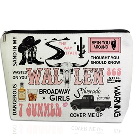 Cute Cowgirl Graphic Cowboy Skull Makeup Bag Inspired Cosmetic Organizer for Women Travel Toiletry Bag with Zipper Western Gifts for Country Music Lovers Rodeo Fans