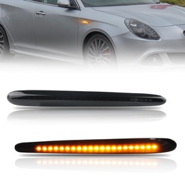 GSOWO Indicator Side Indicator with Can-Bus Error Free 2835 SMD for Alfa-Romeo Giulietta 2010-, Ren-ault Megane III 2008-2016, Full LED Strip Indicator, Black, Pack of 2