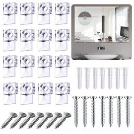 30-Piece Mirror Holder Clip Glass Crystal Clear Plastic Mirror Clip Fixing Clip Kit with Screws and Mirror Hanging Kit for Fixing Mirror Cabinet Door