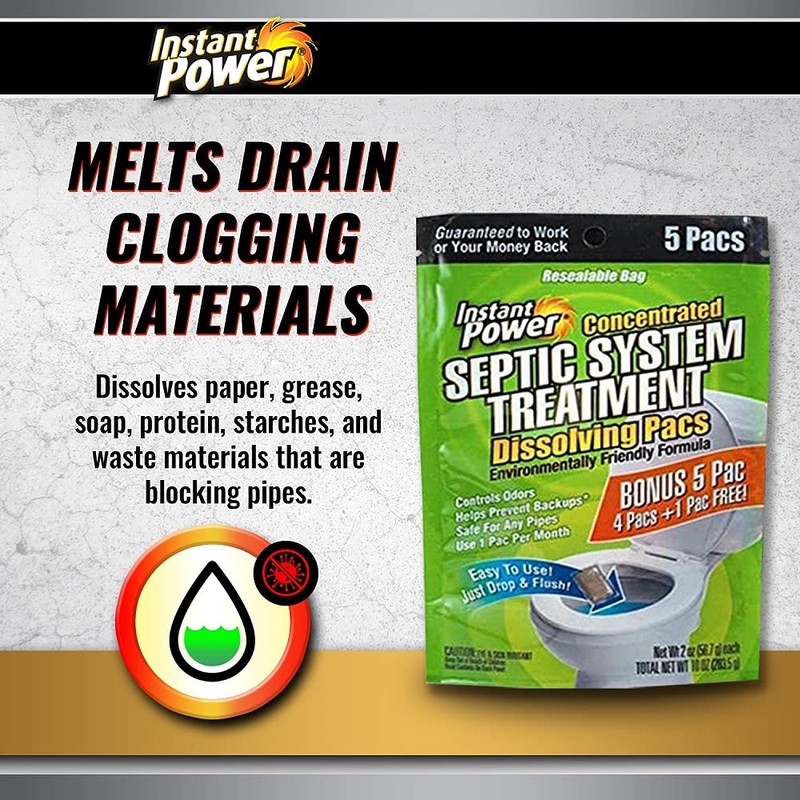 Instant Power Septic System Treatment Dissolving Pacs - Septic Tank